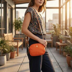 Mimosa Mini Crossbody‎ – Orange – 3-Compartment Organizer